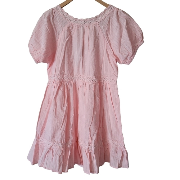 Lulus So Darling Light Pink Dotted Short Sleeve Mini Dress Medium - Picture 2 of 10